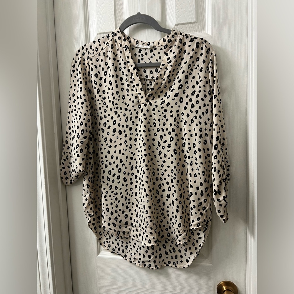 Lush Leopard Blouse with Mandarin Collar